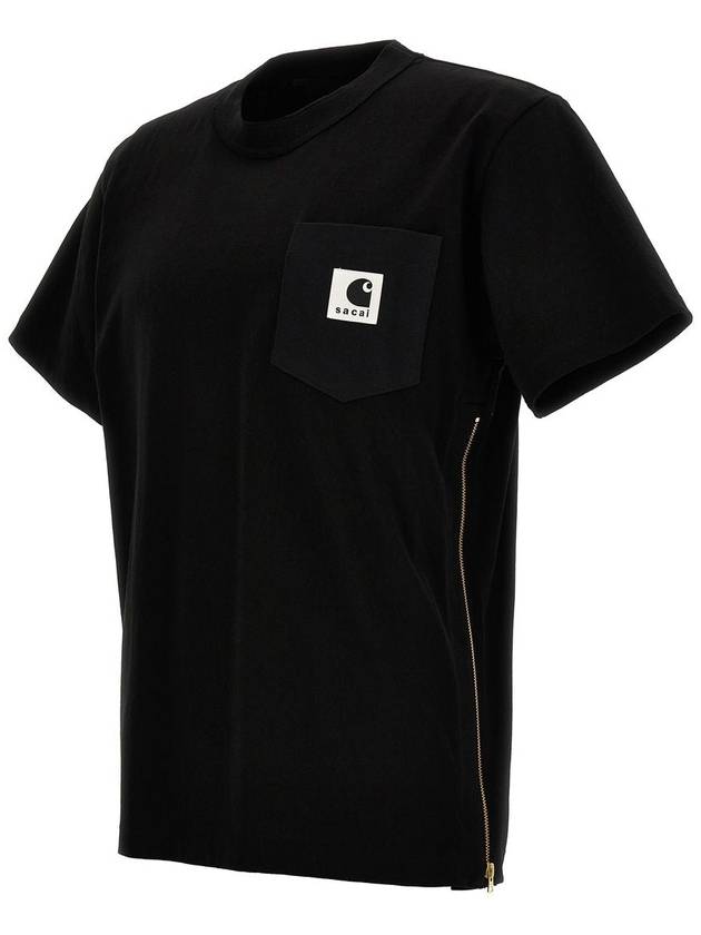 Logo Patch Short Sleeve T-Shirt Black - SACAI - BALAAN 4