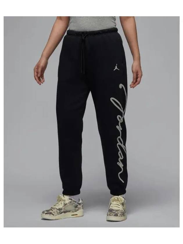 Jordan Brooklyn Fleece Graphic Track Pants Black - NIKE - BALAAN 2