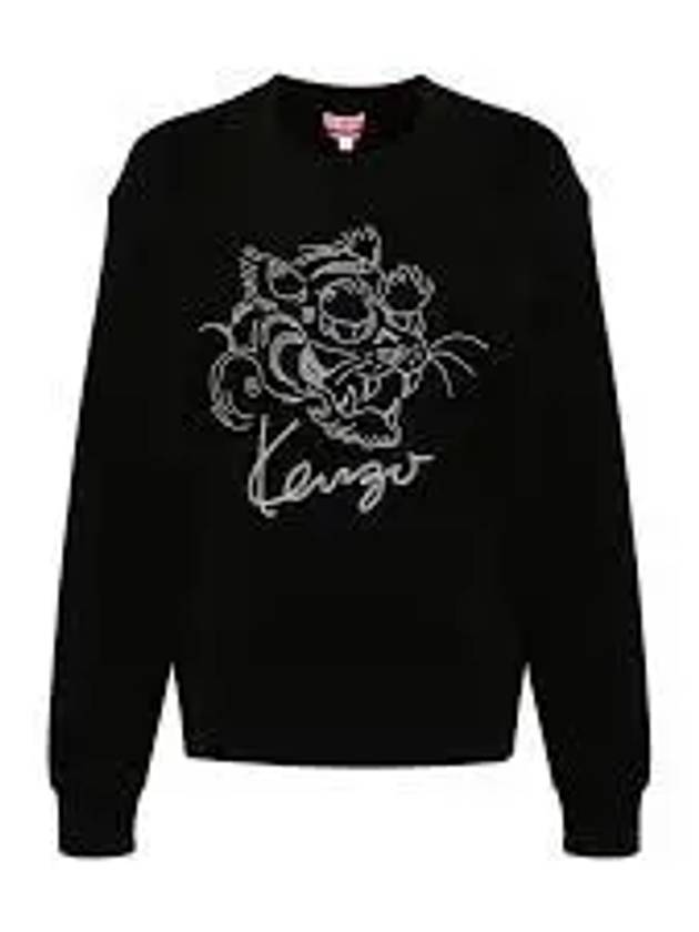 Star Tiger Embroidery Crew Neck Sweatshirt Black - KENZO - BALAAN 2