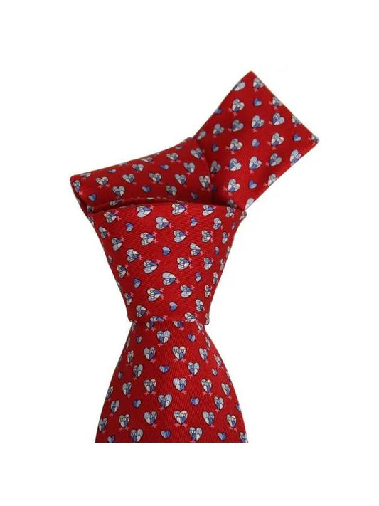 Heart Print Silk Tie Red - SALVATORE FERRAGAMO - BALAAN 2