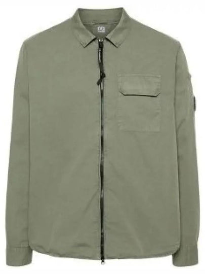 Gabardine Zip Up Long Sleeve Shirt Green - CP COMPANY - BALAAN 2