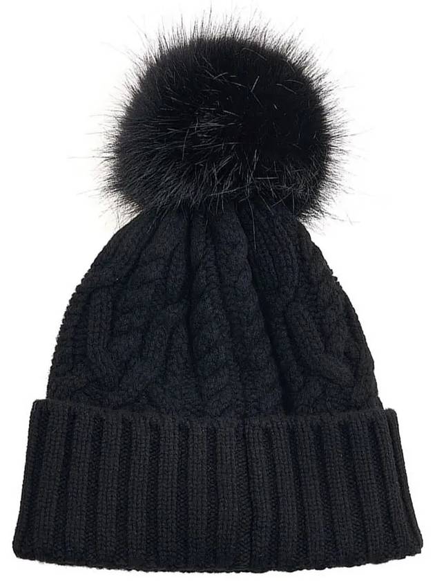 3B00029 M4506 999 Pom Black Wool Cashmere Beanie - MONCLER - BALAAN 2