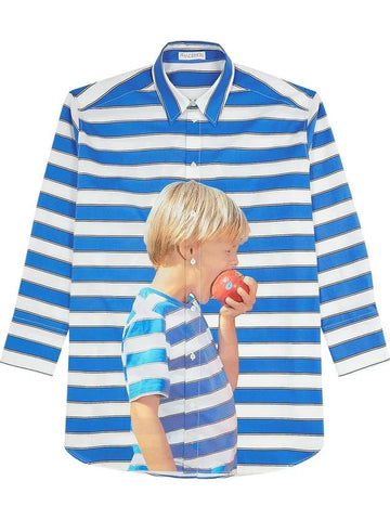 Striped Printing Oversized Long Sleeve Shirt Blue - JW ANDERSON - BALAAN 1