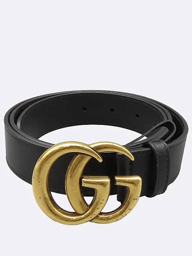 414516 Black leather GG gold plated Marmont unisex belt size 90 - GUCCI - BALAAN 2