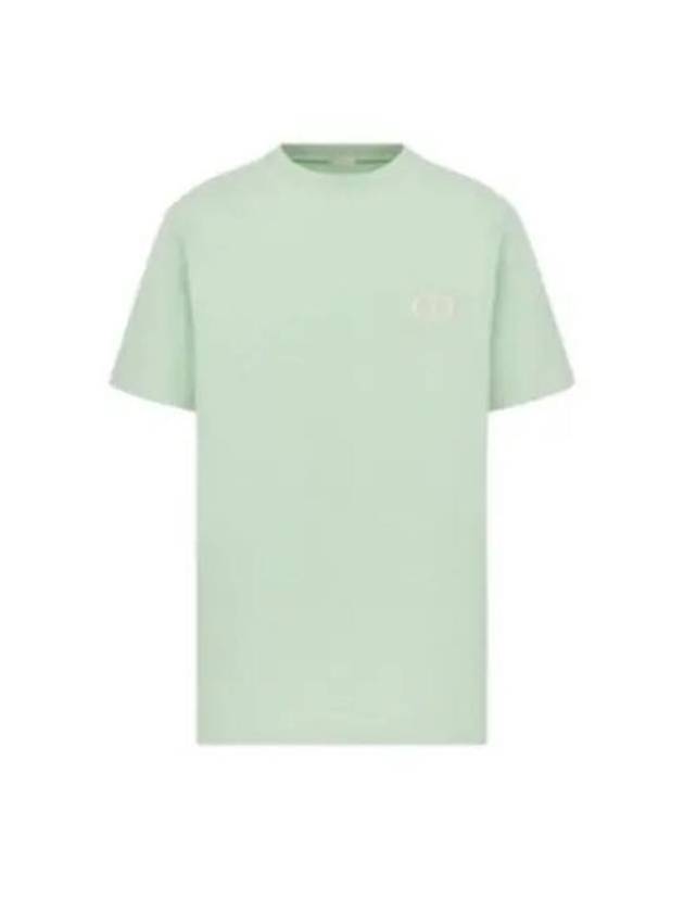 CD Icon Embroidered Cotton Jersey Short Sleeve T-Shirt Light Green - DIOR - BALAAN 2