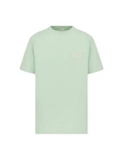 CD Icon Embroidered Cotton Jersey Short Sleeve T-Shirt Light Green - DIOR - BALAAN 2