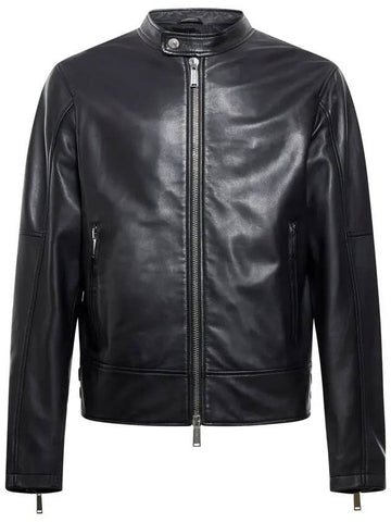 biker zipper leather jacket black - DSQUARED2 - BALAAN 1