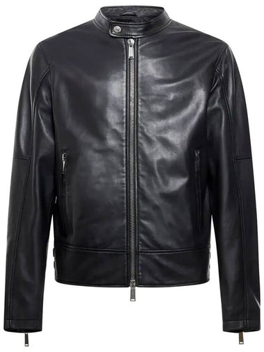 biker zipper leather jacket black - DSQUARED2 - BALAAN 1