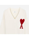 Red Logo Wool Overfit Knit Top White - AMI - BALAAN 3