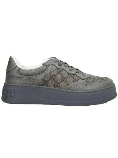 Lace-Up GG Print Canvas Low-Top Sneakers Grey - GUCCI - BALAAN 1