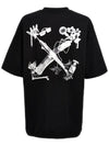 Scan Arrow Over Crew Neck Short Sleeve T-Shirt Black - OFF WHITE - BALAAN 1