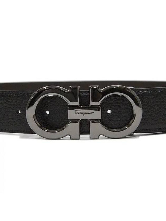 Reversible Gancini Leather Belt Dark Brown Black - SALVATORE FERRAGAMO - BALAAN 2