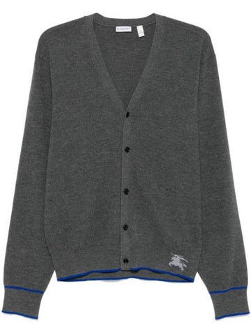 Equestrian Knight V Neck Cardigan Grey - BURBERRY - BALAAN 1