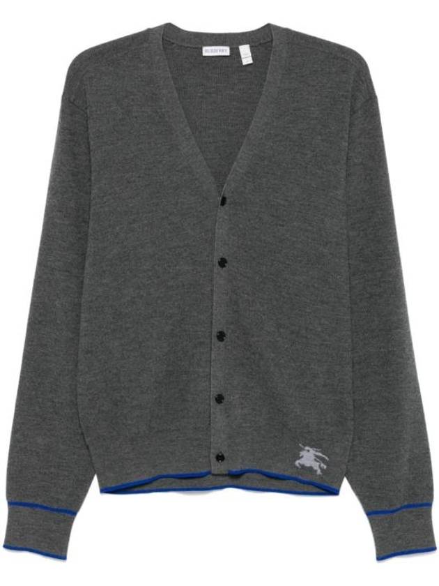 Equestrian Knight V Neck Cardigan Grey - BURBERRY - BALAAN 1