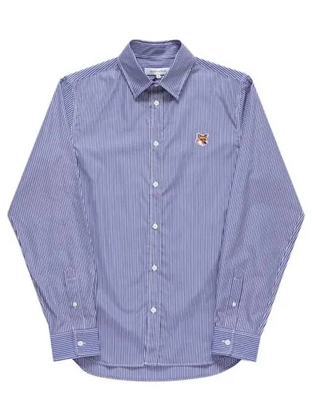 Fox Head Stripe Long Sleeve Shirt Blue - MAISON KITSUNE - BALAAN 2