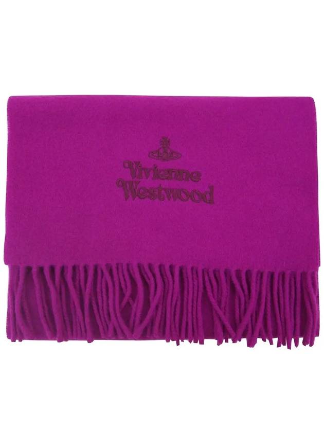 Embroidered Logo Wool Muffler Purple 81030007 G410 - VIVIENNE WESTWOOD - BALAAN 3