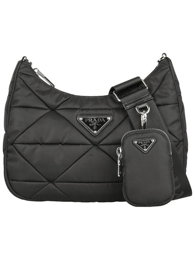 Triangle Logo Re-nylon Paddde Hobo Cross Bag Black - PRADA - BALAAN 2