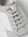 Logo Patch Leather Low Top Sneakers Grey - BRUNELLO CUCINELLI - BALAAN 4