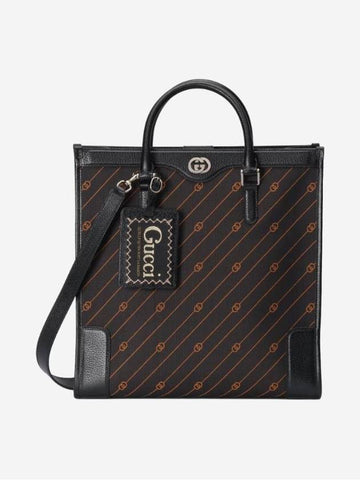 Interlocking G Jacquard Tote Black Orange Fabric 752586 FAB9N 1070 - GUCCI - BALAAN 1