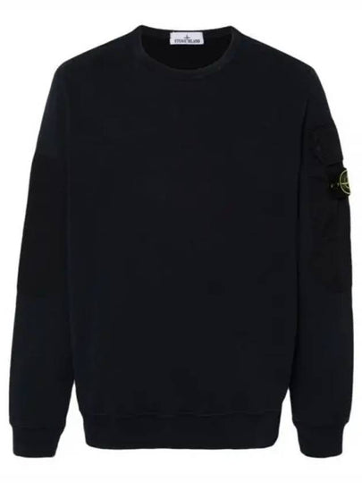 Brushed Organic Cotton Fleece Sweatshirt Navy - STONE ISLAND - BALAAN 2