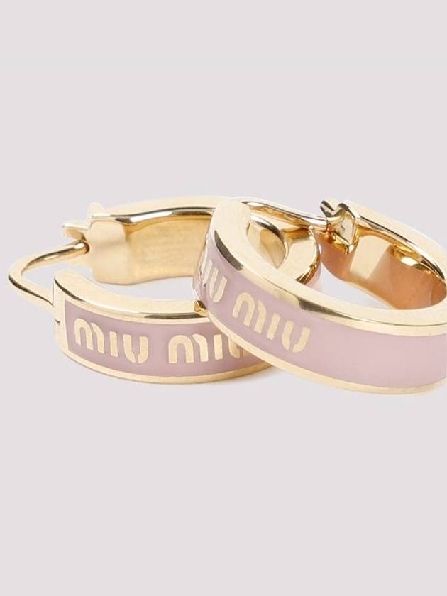 Logo Enameled Metal Earrings Pink - MIU MIU - BALAAN 2