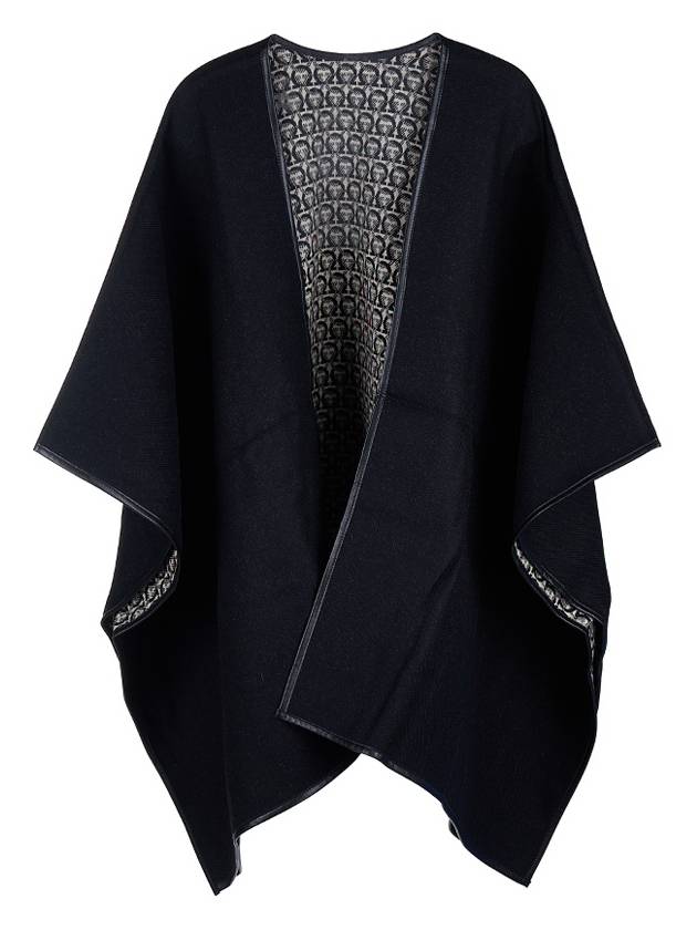 Gancini Wool Cape Black - SALVATORE FERRAGAMO - BALAAN.