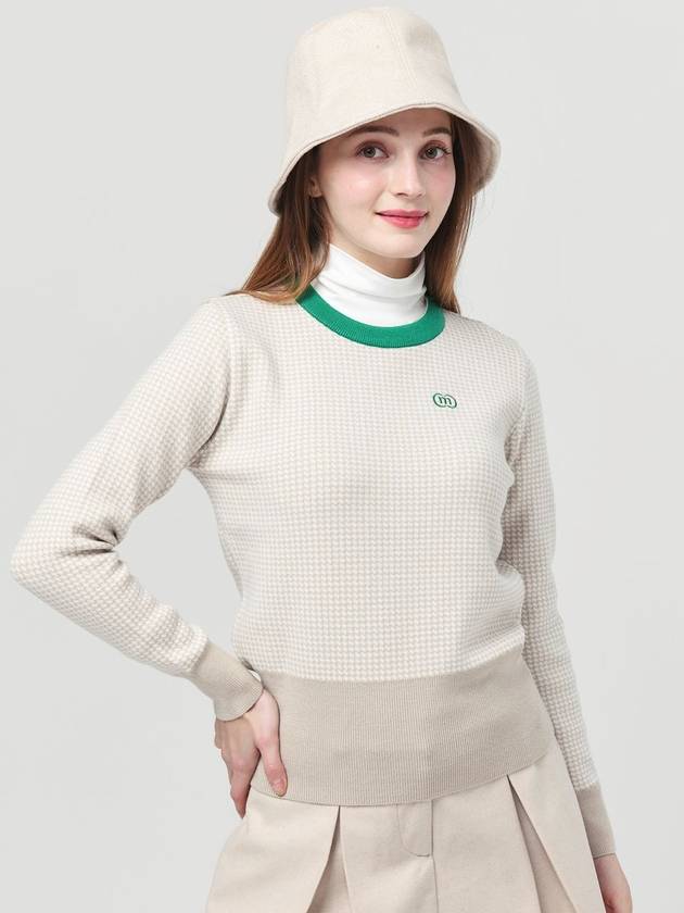 Classic Check Double-sided Jacquard Color Beige Round Knit DO6212RN022-1 - DOYOUKNOWMC GOLF WEAR - BALAAN 3