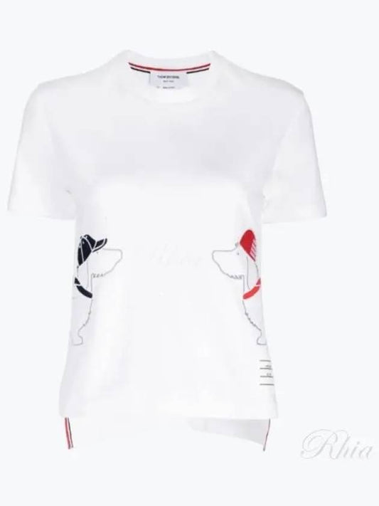 Cotton Twin Hector Embroidery Short Sleeve T-Shirt White - THOM BROWNE - BALAAN 2