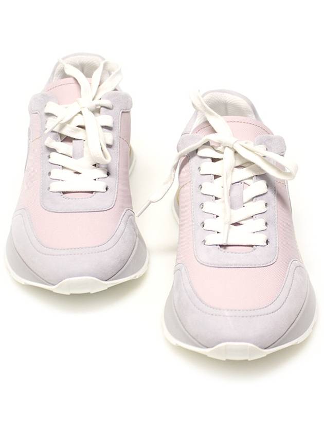 Pink Technical Canvas Suede Drive Women s Sneakers 36 5 - HERMES - BALAAN 4