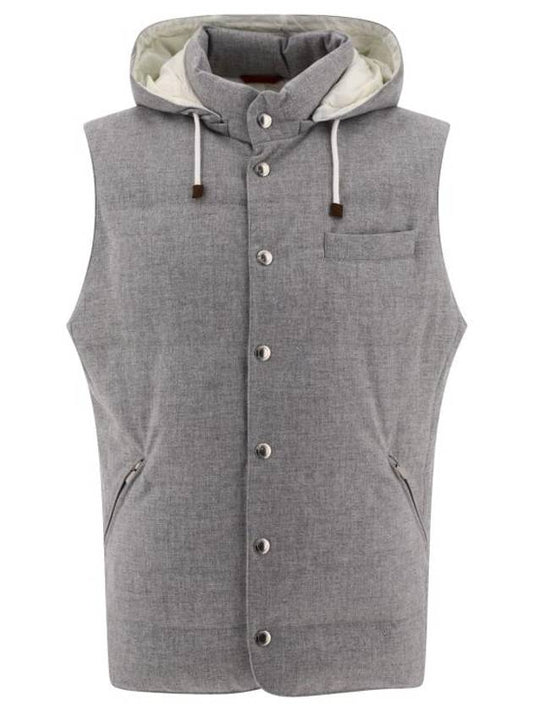 Feather Down Padded Wool Vest Grey - BRUNELLO CUCINELLI - BALAAN 1