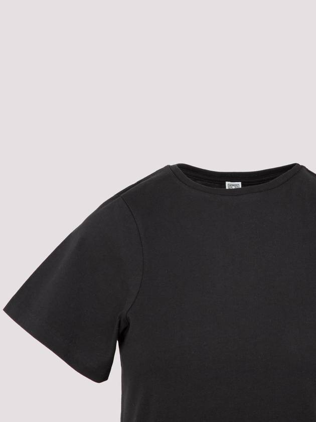 Embroidered Logo Cotton Short Sleeve T-Shirt Black - TOTEME - BALAAN 4