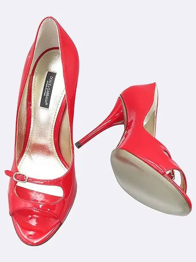 7592 Red color enamel open toe pumps women s shoes 245MM - DOLCE&GABBANA - BALAAN 3