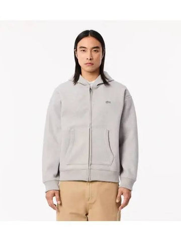 Flannel hood zip up melange gray - LACOSTE - BALAAN 1