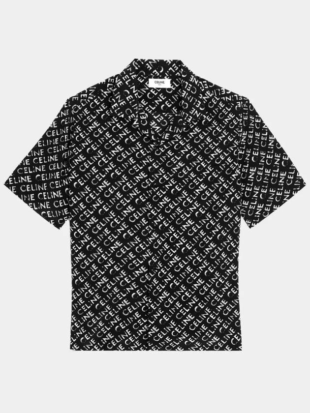 All Over Logo Hawaiian Silk Short Sleeve Shirt Black - CELINE - BALAAN 2