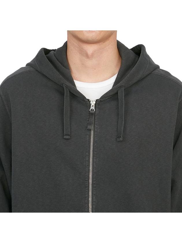 Men's Garment Dyed Malfile Zip Up Hoodie Grey - STONE ISLAND - BALAAN 7