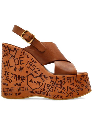 Chloé Maxime Wedge Sandals, Women's, Brown - CHLOE - BALAAN 1