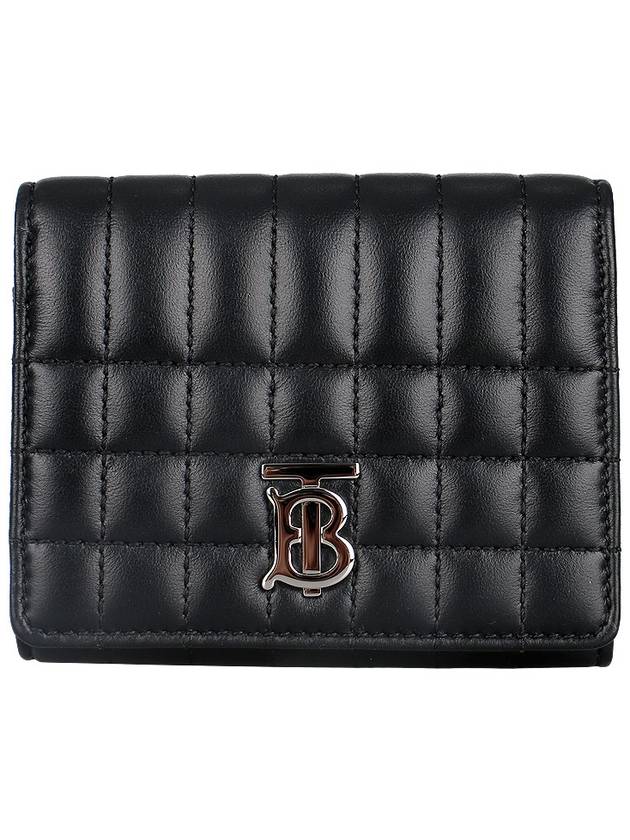 Lola Folding Small Quilted Leather Card Wallet Black Palladium - BURBERRY - BALAAN 3