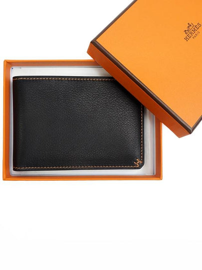 Card wallet H Sellier black gold evergrain full set - HERMES - BALAAN 2