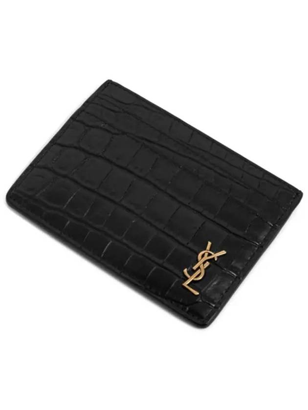 Monogram Logo Crocodile Card Wallet Black - SAINT LAURENT - BALAAN 3