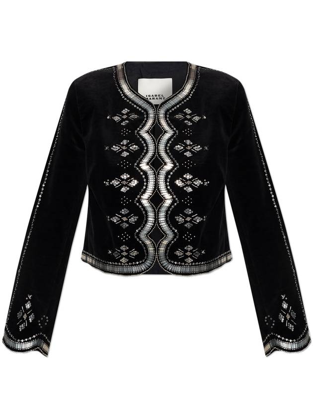 Isabel Marant Jacket Hady With Shimmering Appliqués, Women's, Black - ISABEL MARANT - BALAAN 1