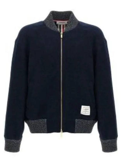 Fleece Stripe Wool Bomber Jacket Navy - THOM BROWNE - BALAAN 2