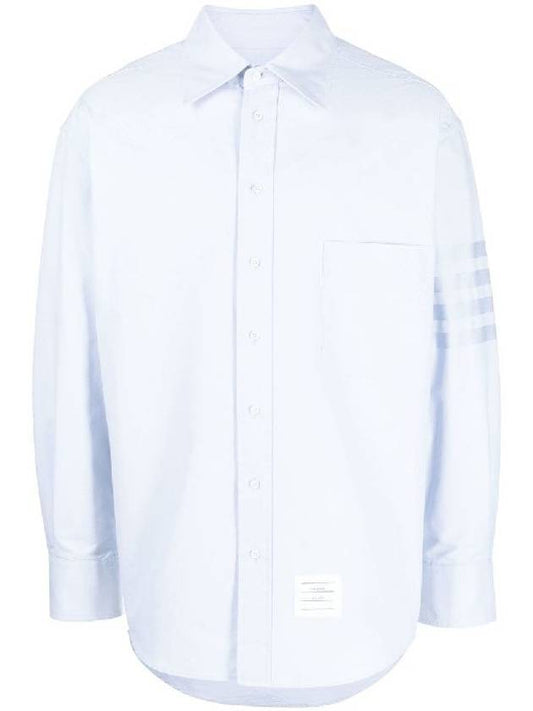 Striped Detail Long Sleeved Shirt Light Blue - THOM BROWNE - BALAAN 2