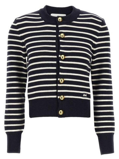 Striped Sailor Cardigan Off White Navy - AMI - BALAAN 1