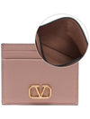 V Logo Signature Card Wallet Beige - VALENTINO - BALAAN 3