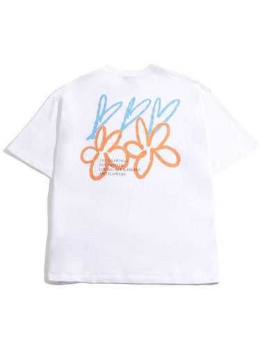 Heart Flower Graffiti Short Sleeve T-Shirt White - MOO - BALAAN 1