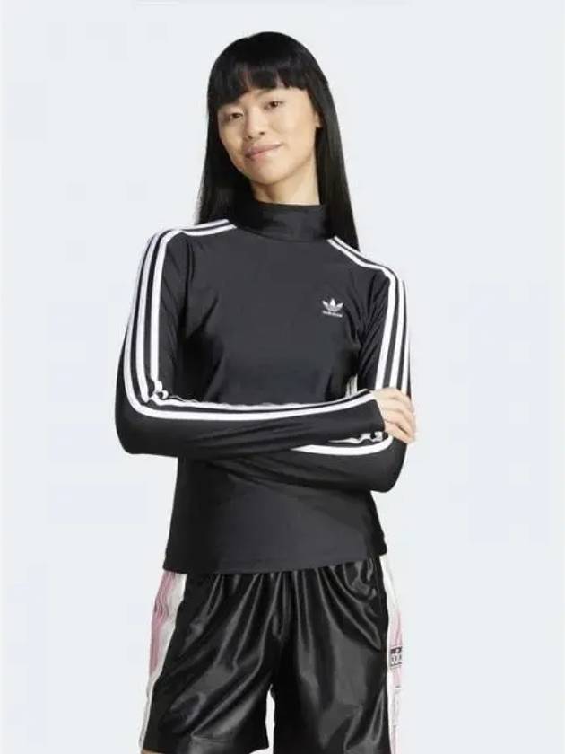 3 Stripes Turtleneck Long Sleeve T-Shirt Black - ADIDAS - BALAAN 2