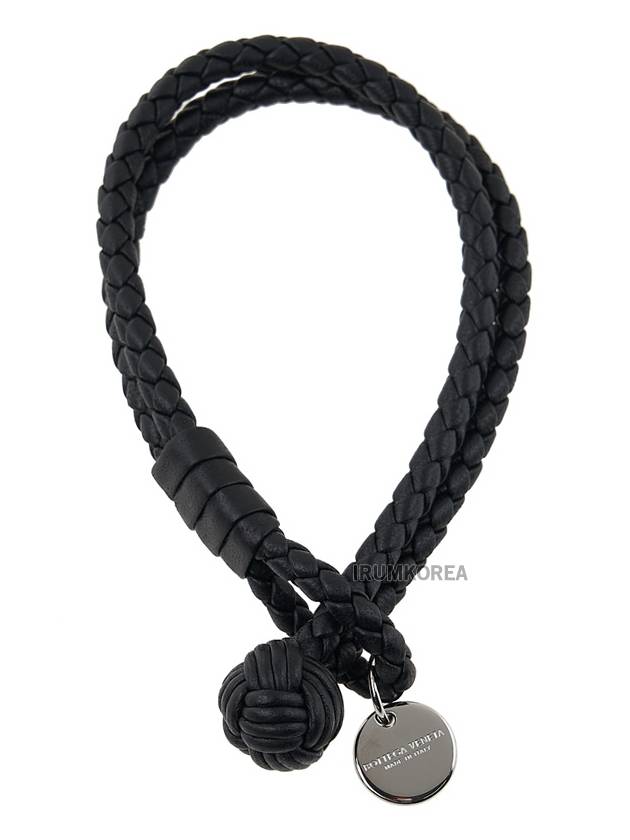 Intrecciato Double Leather Bracelet Black - BOTTEGA VENETA - BALAAN 4