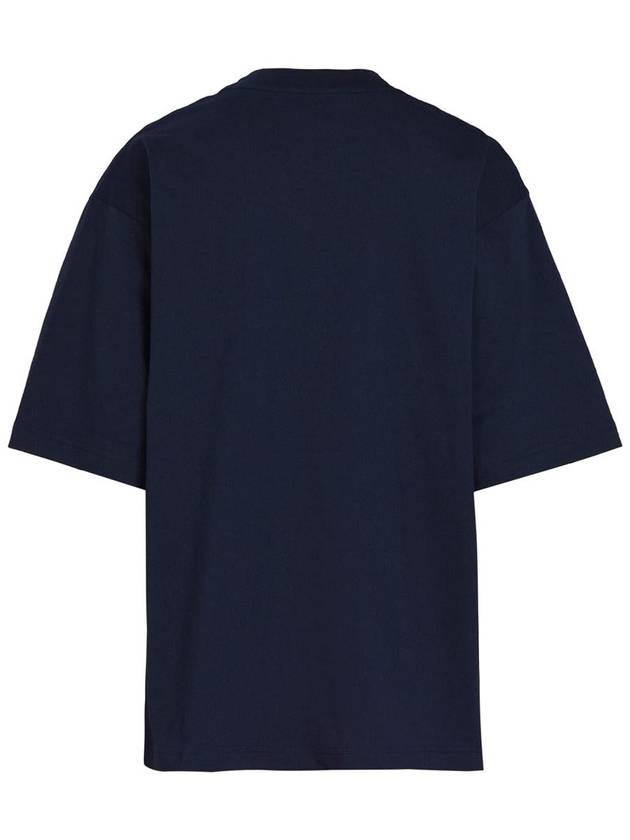 Logo Cotton Short Sleeve T-Shirt Navy - MARNI - BALAAN 3