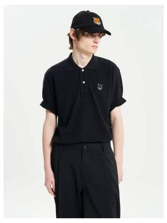 Men s Foxhead Patch Comfort Polo T shirt Black Domestic Product - MAISON KITSUNE - BALAAN 1