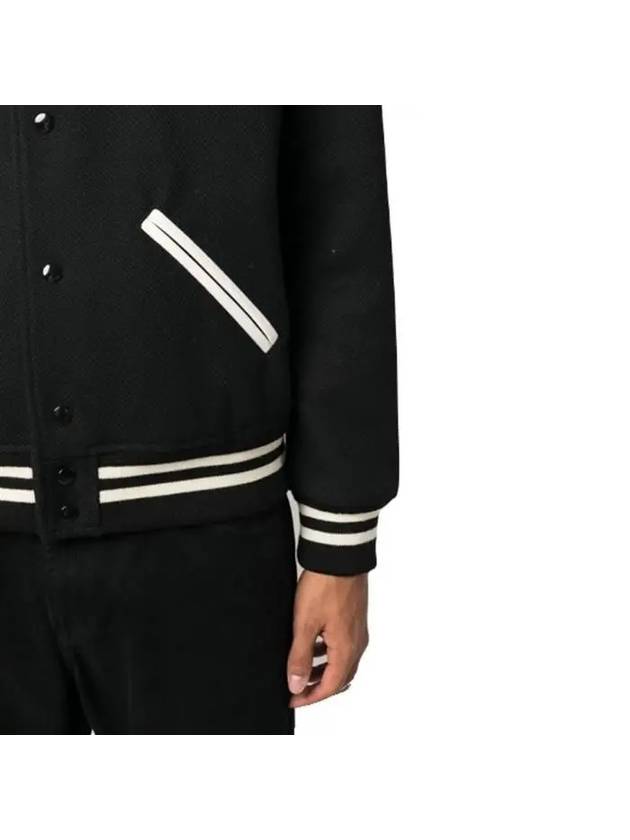 Teddy Bomber Jacket in Wool Black White - SAINT LAURENT - BALAAN 7